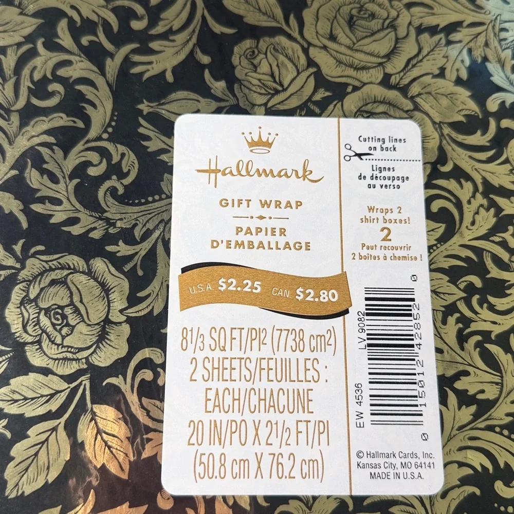 5/$25 VINTAGE Birthday Wrapping Paper Gold Roses